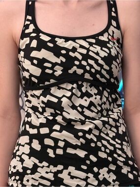 Nike Black and White Patterned Women's Swim Tankini Top